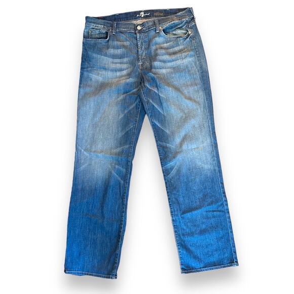 7 For All Mankind Relaxed Medium Wash Jeans EUC - Picture 1 of 8